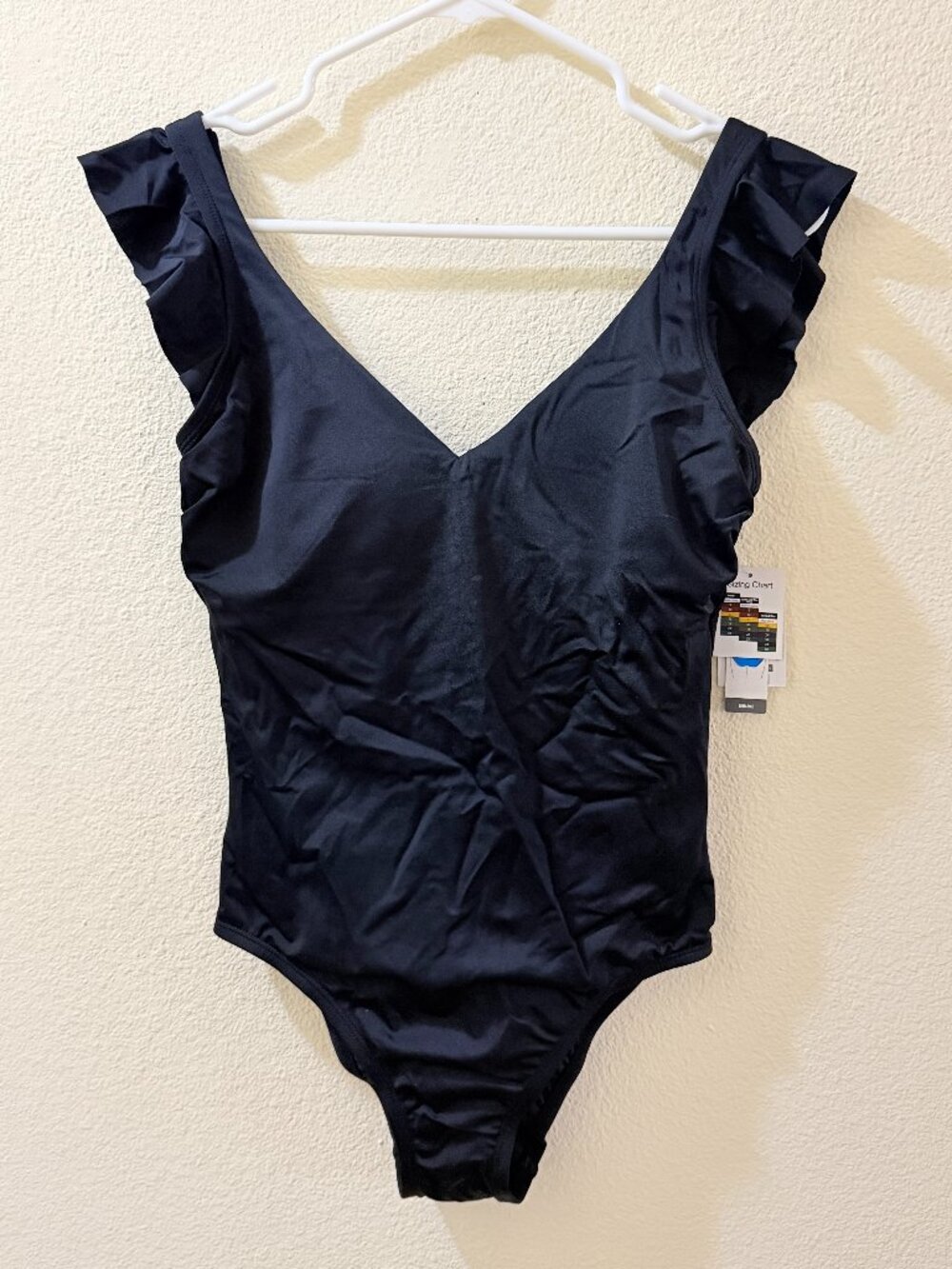NWT Black Ruffle Sleeve One-Piece Swimsuit